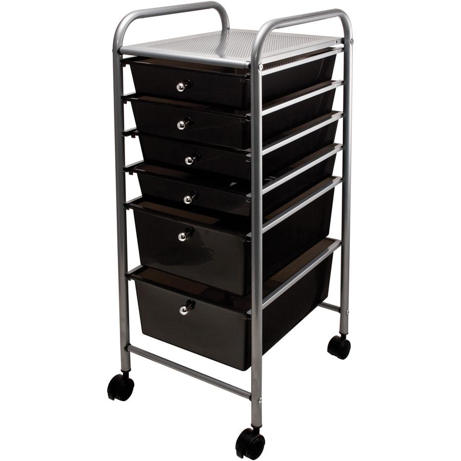 Advantus 6-Drawer Organizer - 6 Drawer - 4 Casters - x 32" Width x 15.3" Depth x 13" Height - Chrome Metal Frame - 1 Each. Picture 4