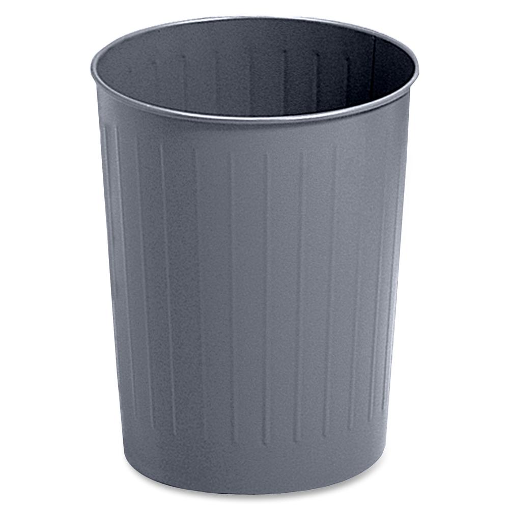 Safco Fire-safe Steel Round Wastebasket - 5.88 gal Capacity - Round - 14" Height x 13" Diameter - Steel - Charcoal - 1 / Each. Picture 2