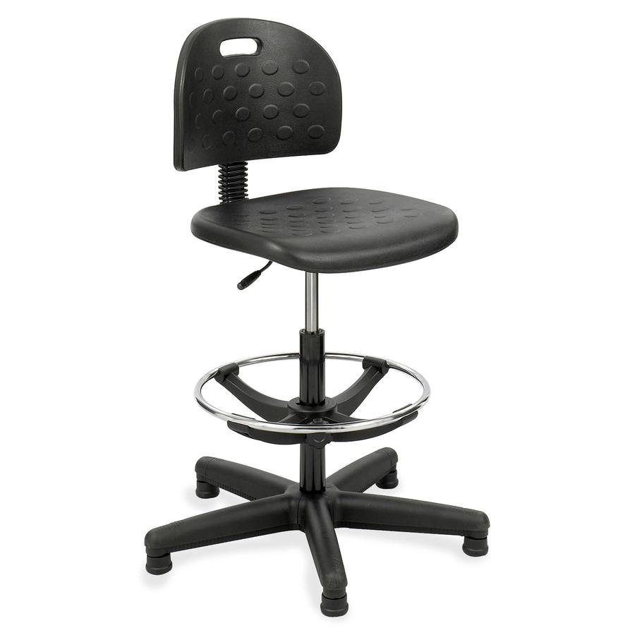 Safco Soft Tough Economy Workbench Drafting Chair - Black Foam, Polyurethane Seat - Foam Back - 5-star Base - Black - 1 Each. Picture 2