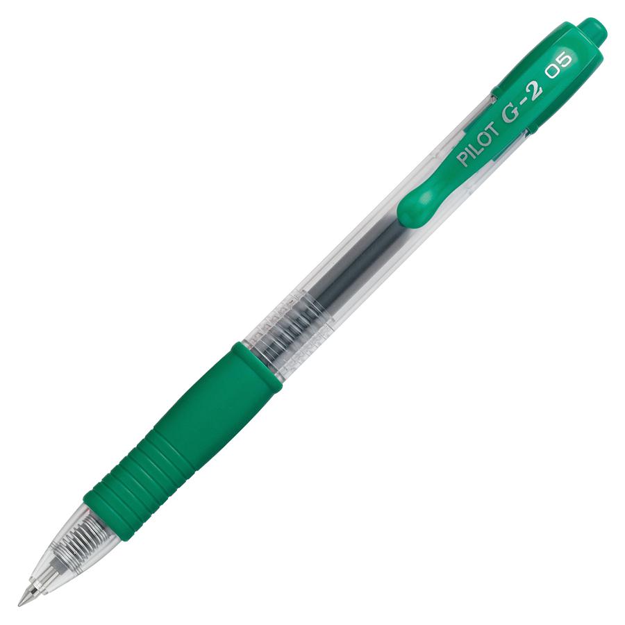 Pilot G2 Extra Fine Retractable Rollerball Pens - Extra Fine Pen Point - 0.5 mm Pen Point Size - Refillable - Retractable - Green Gel-based Ink - Clear Barrel - 1 Dozen. Picture 2