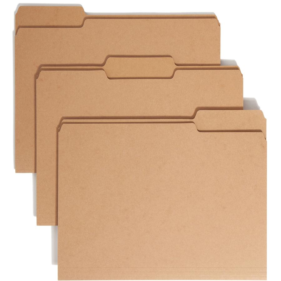 Smead 1/3 Tab Cut Letter Recycled Top Tab File Folder - Letter - 8.5" x 11" - 1/3 Tab Cut - 50 / Box - 17pt. - Kraft. Picture 4