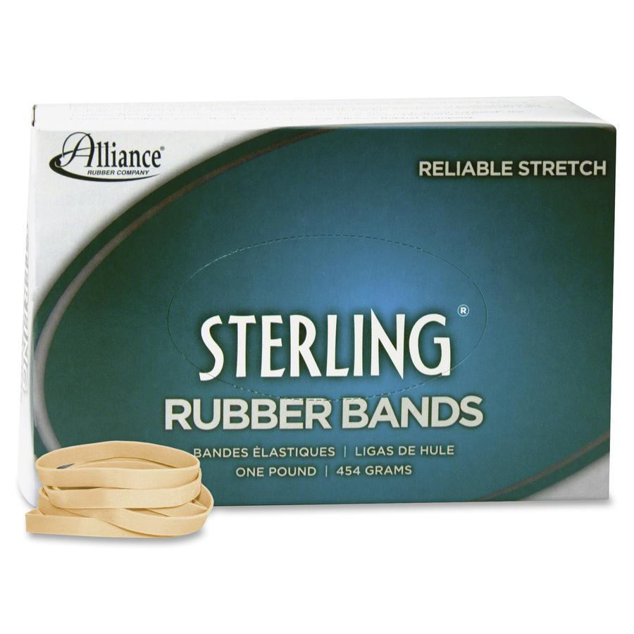 Alliance Rubber 24625 Sterling Rubber Bands - Size #62 - Approx. 600 Bands - 2 1/2" x 1/4" - Natural Crepe - 1 lb Box. Picture 2