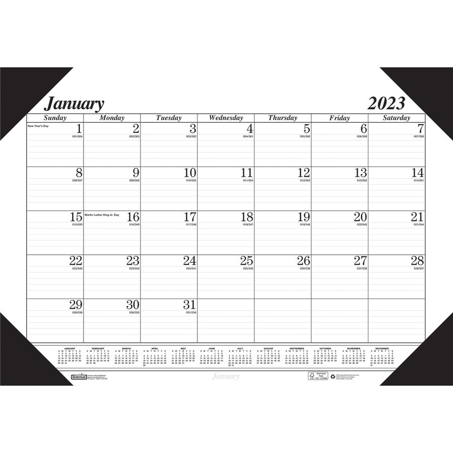 House of Doolittle Recycled Compact Size Economy Desk Pad - Monthly - 12 Month - January 2024 - December 2024 - 1 Month Single Page Layout - 18 1/2" x 13" Sheet Size - 2.31" x 1.75" Block - Desk Pad -. Picture 2