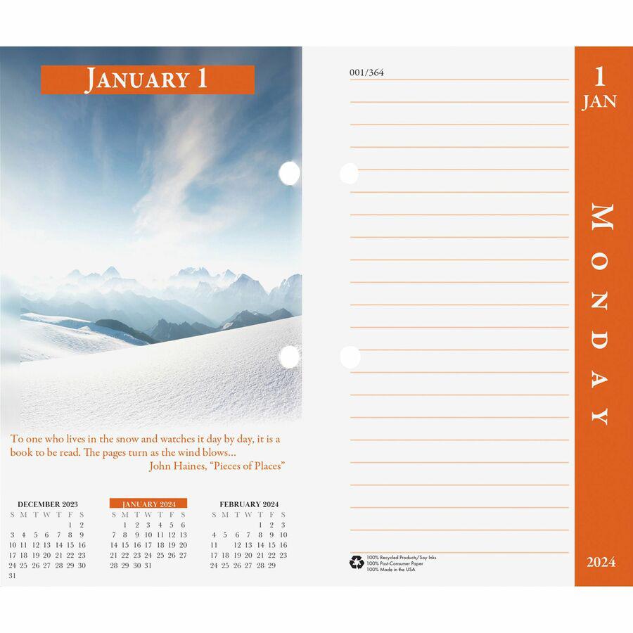 House of Doolittle Earthscapes 17-Base Desk Calendar Refill - Julian Dates - Daily - January 2024 - December 2024 - 1 Day Double Page Layout - 3 1/2" x 6" Sheet Size - Desktop - Multi - 1 Each. Picture 3