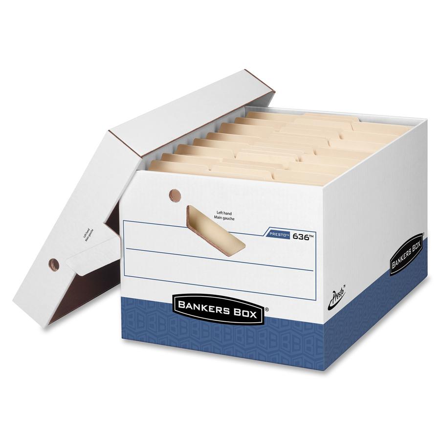 Bankers Box Presto File Storage Box - Internal Dimensions: 12" Width x 15" Depth x 10" Height - External Dimensions: 12.9" Width x 16.5" Depth x 10.4" Height - 850 lb - Media Size Supported: Legal, Le. Picture 2