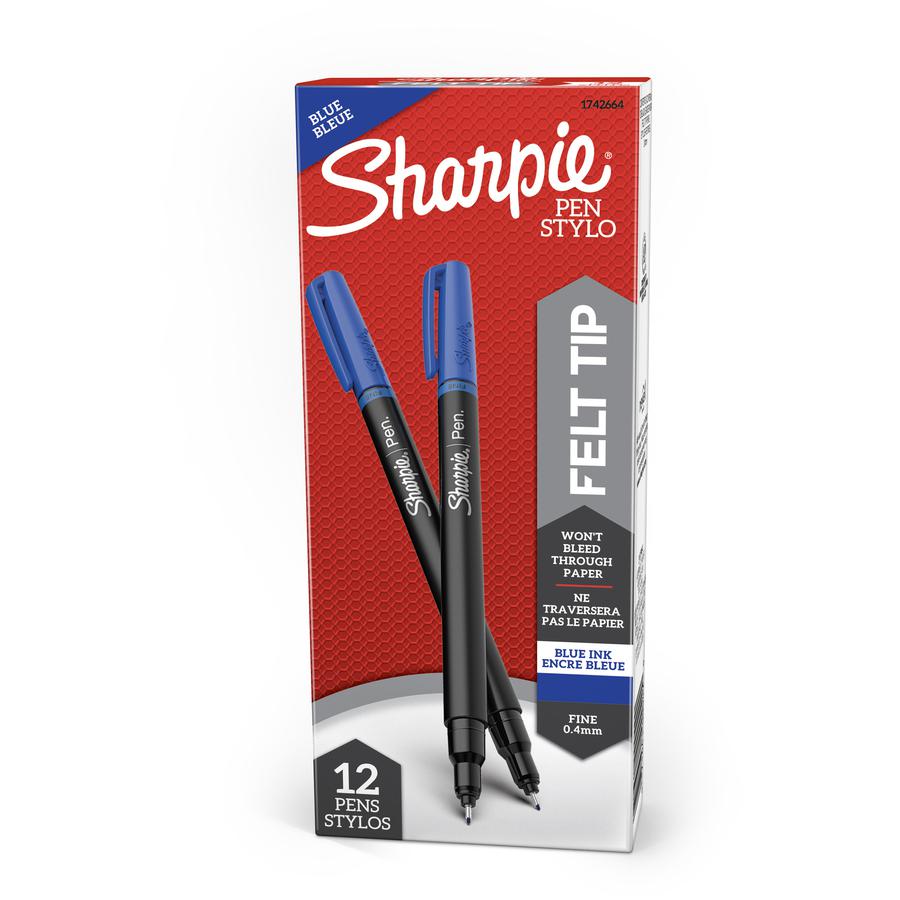 Sharpie Fine Point Pen - Fine Pen Point - Blue - Silver Barrel - 1 Dozen. Picture 2