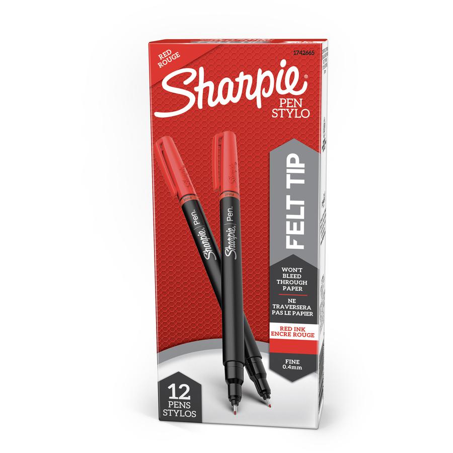 Sharpie Fine Point Pen - Fine Pen Point - Red - Silver Barrel - 1 Dozen. Picture 2