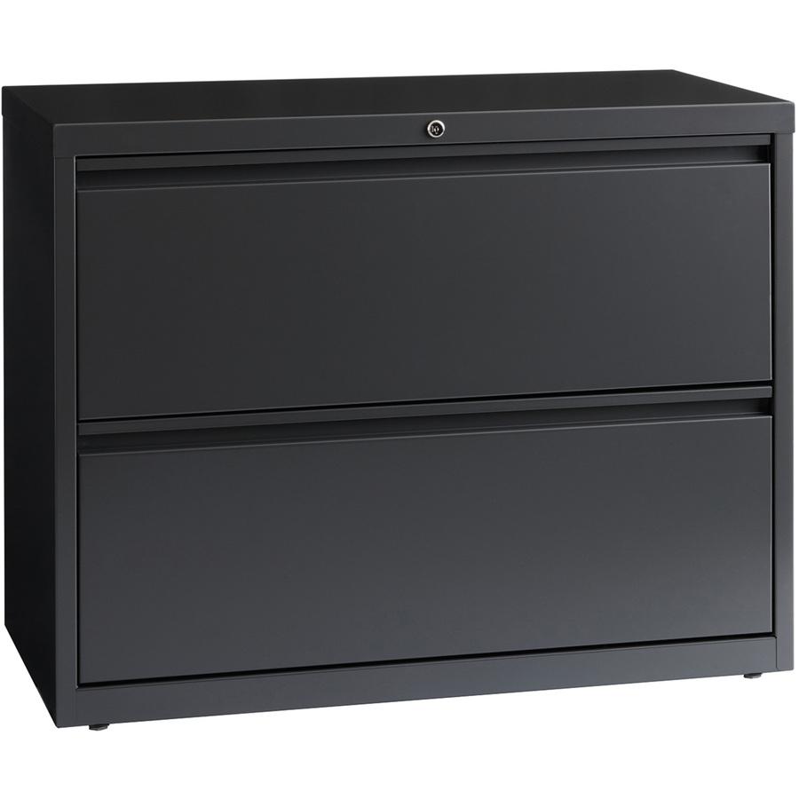 Lorell Fortress Series Lateral File - 36" x 18.6" x 28.1" - 2 x Drawer(s) - Legal, Letter, A4 - Lateral - Rust Proof, Leveling Glide, Interlocking - Charcoal - Baked Enamel - Steel - Recycled. Picture 7