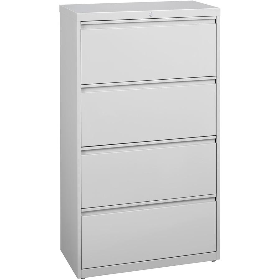 Lorell Fortress Series Lateral File - 36" x 18.6" x 52.5" - 4 x Drawer(s) for File - Legal, Letter, A4 - Lateral - Rust Proof, Leveling Glide, Interlocking, Ball-bearing Suspension, Label Holder - Lig. Picture 6