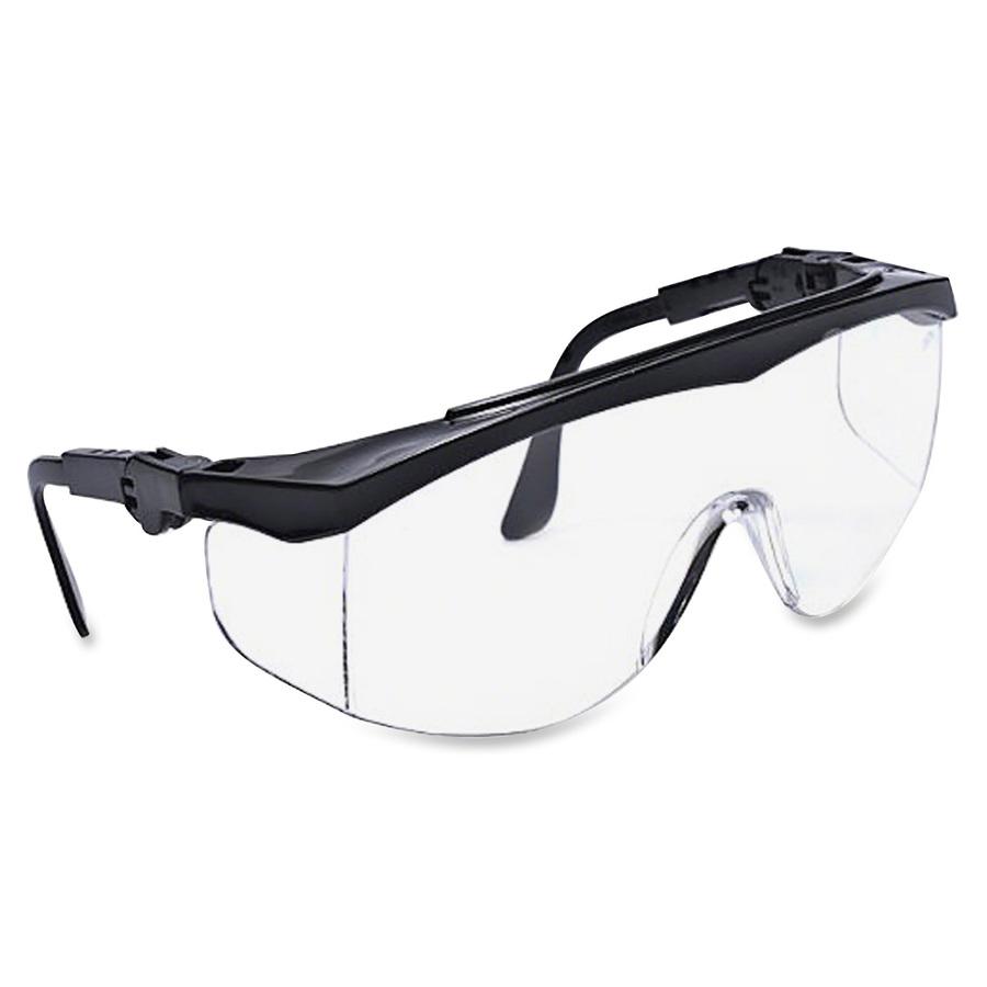 MCR Safety Tomahawk Adjustable Safety Glasses - Ultraviolet Protection - Clear - Black Frame - Adjustable - 1 / Each. Picture 2