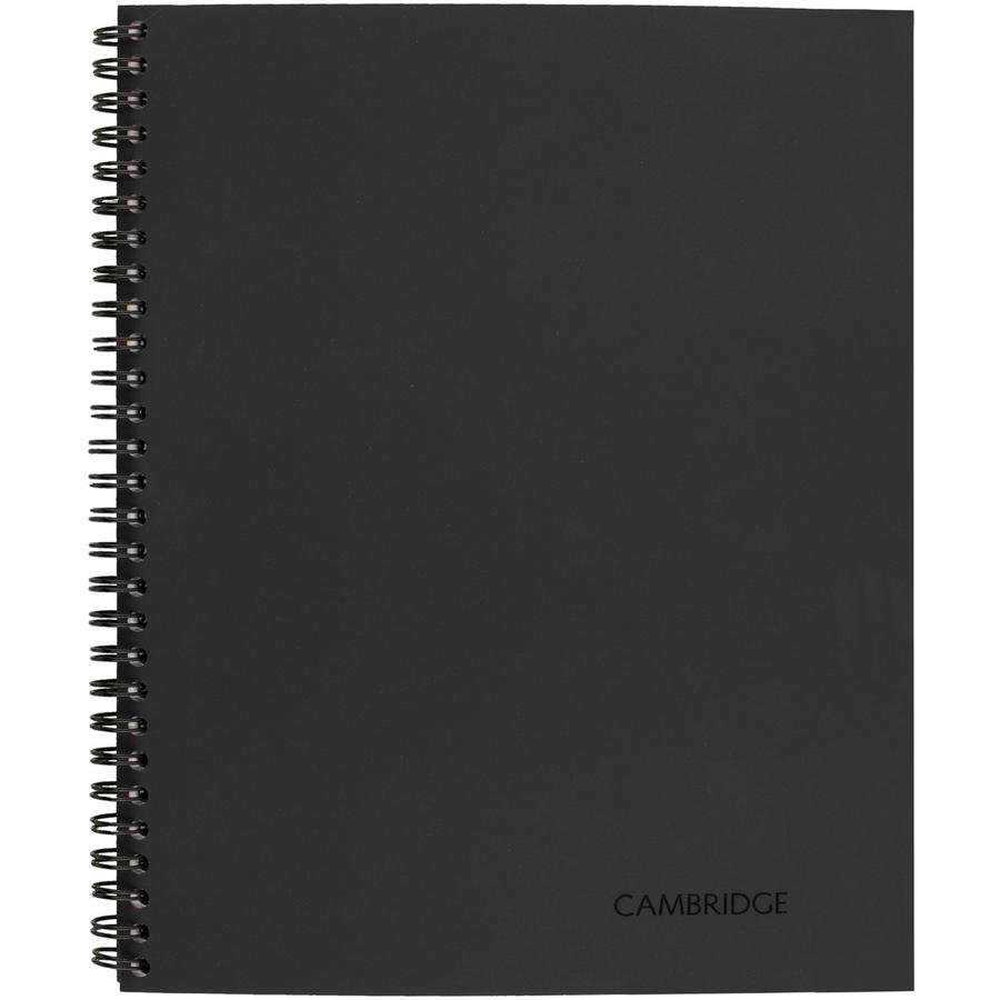 Cambridge Limited Business Notebooks - 80 Sheets - Wire Bound - Legal Ruled - 0.28" Ruled - 20 lb Basis Weight - 8 1/4" x 11" - Black Binder - Black Cover - Linen Cover - Perforated, Durable, Easy Tea. Picture 2