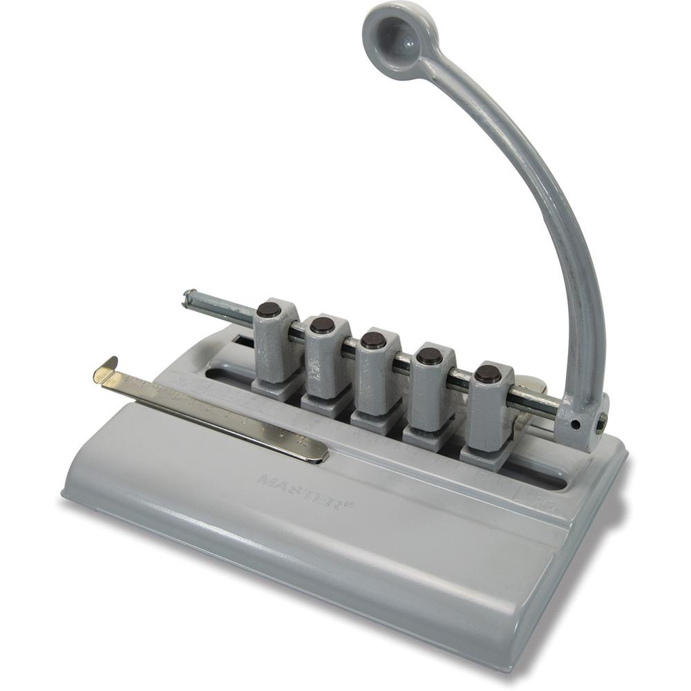 Master Products Adjustable 5-hole Punch - 5 Punch Head(s) - 40 Sheet - 11/32" Punch Size - Tan. Picture 2
