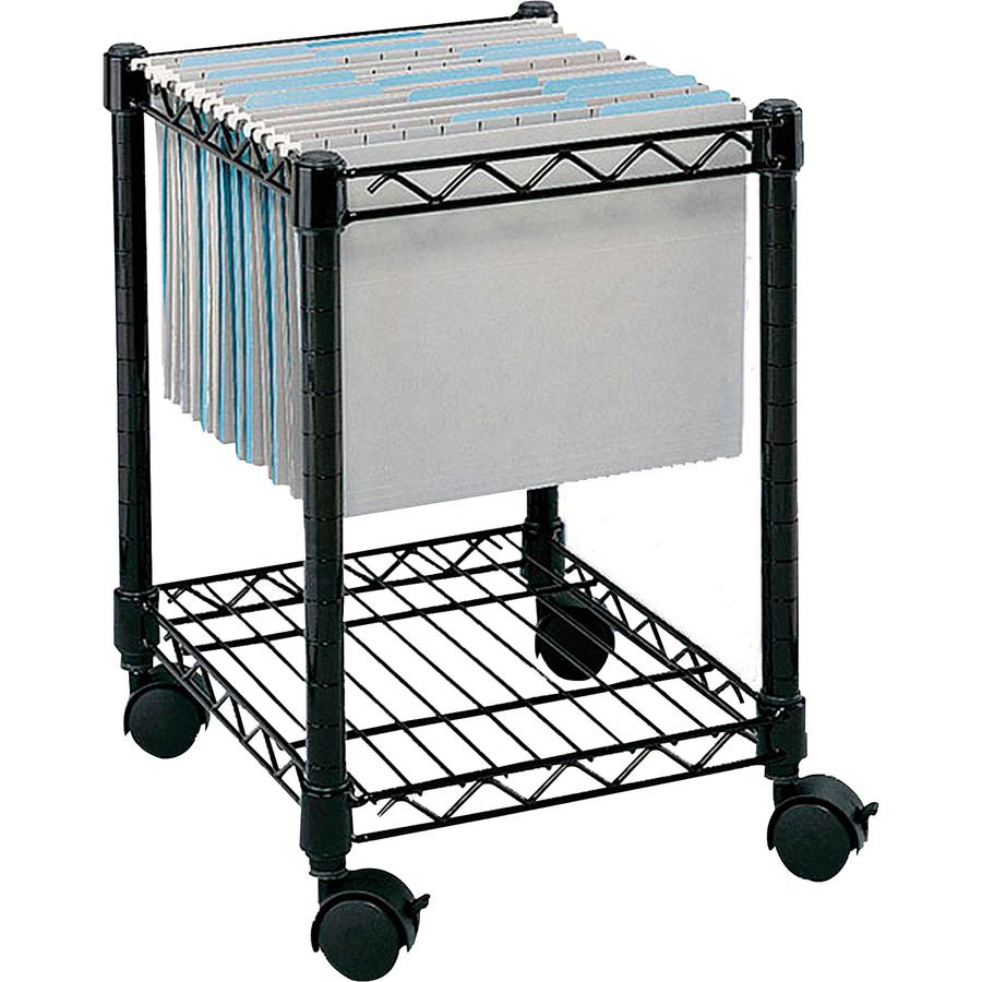 Safco Compact Mobile File Cart - 1 Shelf - 4 Casters - Steel - x 15.5" Width x 14" Depth x 19.5" Height - Black - 1 Each. Picture 2