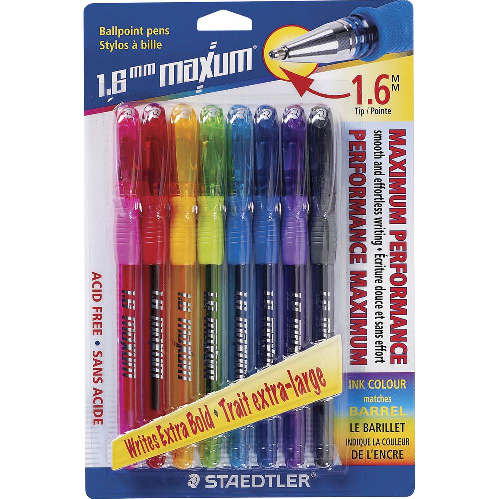 Staedtler Maxum 1.6mm Tip Ballpoint Pens - Thick, Bold Pen Point - 1.6 ...