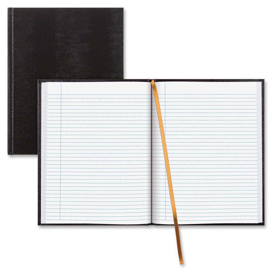 Blueline Hardbound Executive Journal - 150 Sheets - Perfect Bound - Ruled Margin - 11" x 8 1/2" - White Paper - Black Cover - Hard Cover - Recycled - 1 Each. Picture 2