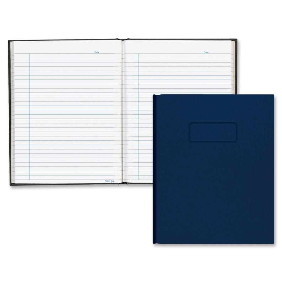 Blueline Hardbound Composition Books - 96 Sheets - 192 Pages - Perfect Bound - Blue Margin - 9 1/4" x 7 1/4" - White Paper - Blue Cover - Hard Cover, Self-adhesive, Index Sheet - Recycled - 1 Each. Picture 3