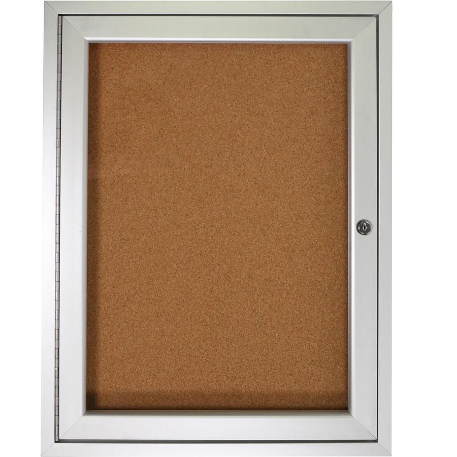 Ghent 1-Door Enclosed Indoor Bulletin Board - 36" Height x 24" Width - Cork Surface - Shatter Resistant - 1 Each. Picture 5