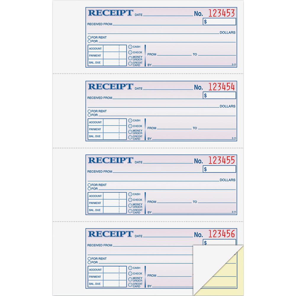 Adams Money/Rent Receipt Book - 200 Sheet(s) - Tape Bound - 2 PartCarbonless Copy - 7.62" x 11" Sheet Size - White - 1 Each. Picture 3