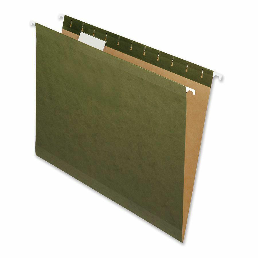 Nature Saver 1/5 Tab Cut Letter Recycled Hanging Folder - 8 1/2" x 11" - Poly - Standard Green - 100% Recycled - 25 / Box. Picture 2