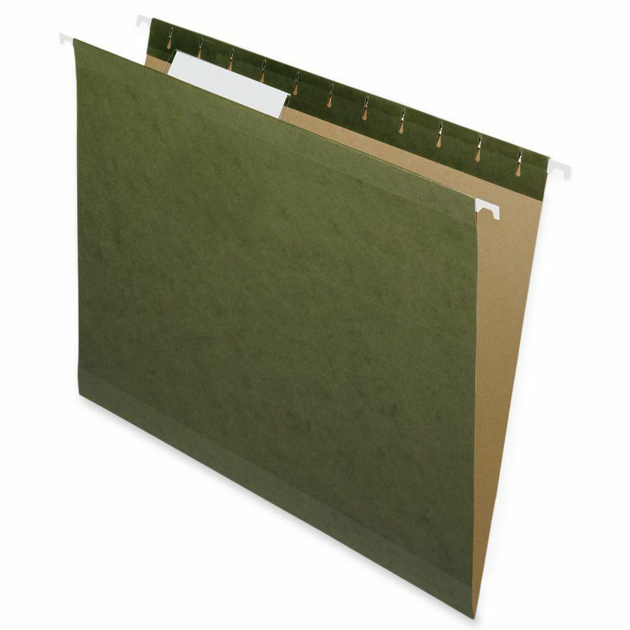 Nature Saver 1/3 Tab Cut Letter Recycled Hanging Folder - 8 1/2" x 11" - Poly - Standard Green - 100% Recycled - 25 / Box. Picture 2
