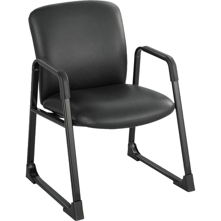 Safco Uber Big and Tall Guest Chair - Black Vinyl, Foam Seat - Steel Frame - Sled Base - 1 Each. Picture 3