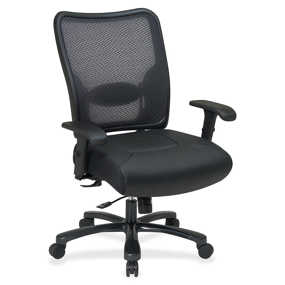 Office Star Space Task Chair - Leather Seat - 5-star Base - Black - 22" Seat Width x 21" Seat Depth - 30.3" Width x 28.8" Depth x 44.5" Height. Picture 2