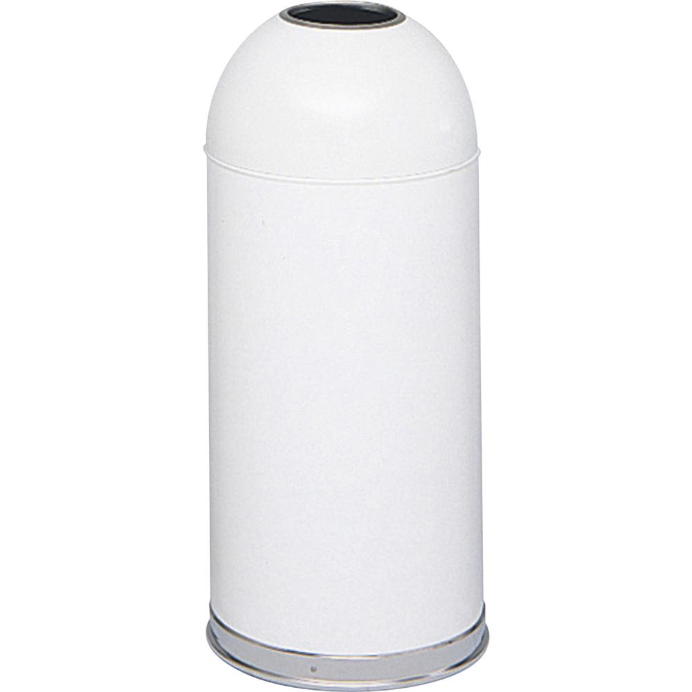 Safco Open Top Dome Waste Receptacle - 15 gal Capacity - 6" Opening Diameter - 34" Height x 15" Depth - Stainless Steel - White - 1 / Each. Picture 2