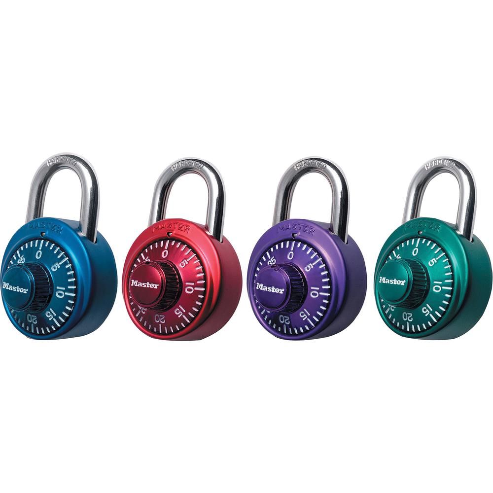 Master Lock Assorted Numeric Combination Locks - 3 Digit - Master Keyed - 0.28" Shackle Diameter - Cut Resistant - Stainless Steel - Assorted - 1 Each. Picture 2