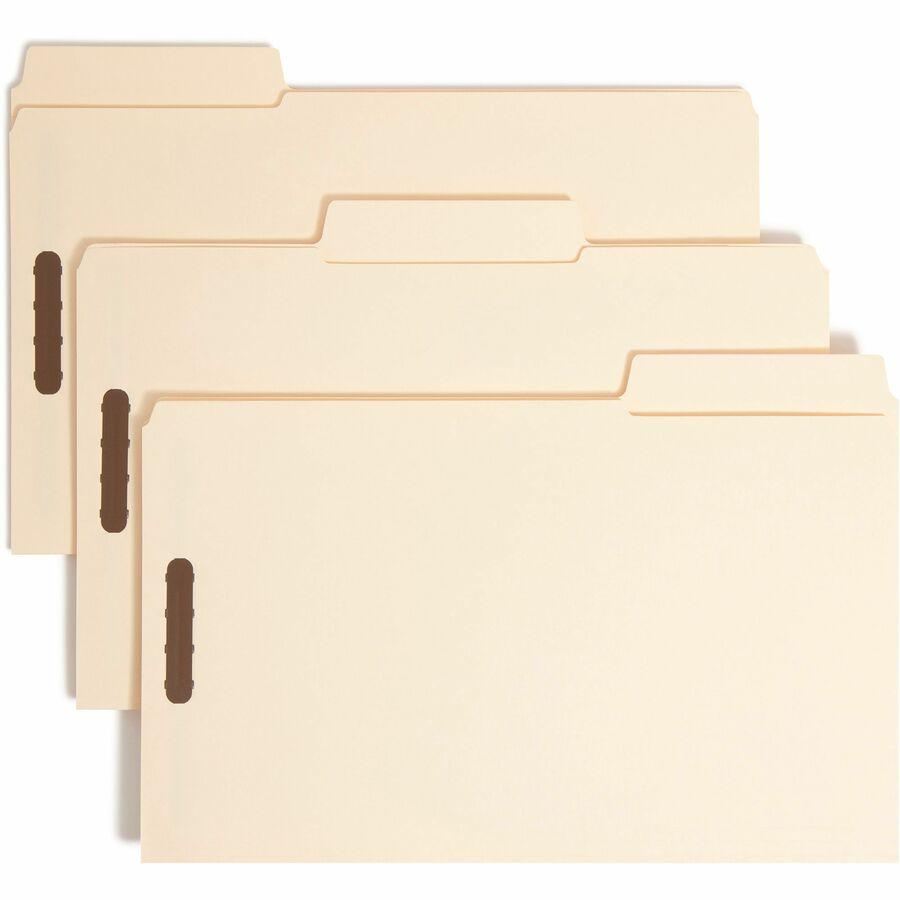 Smead SuperTab 1/3 Tab Cut Legal Recycled Fastener Folder - 8 1/2" x 14" - 3/4" Expansion - 2 x 2K Fastener(s) - Top Tab Location - Right of Center Tab Position - Manila - 10% Recycled - 50 / Box. Picture 11