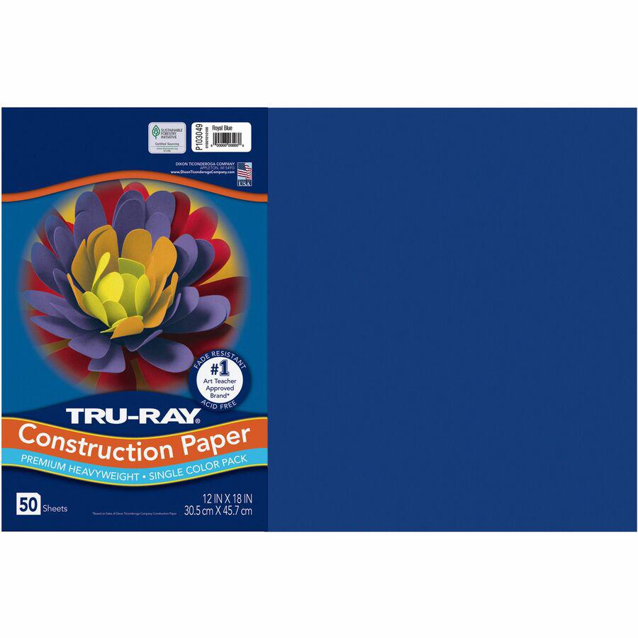 Tru-Ray Heavyweight Construction Paper - 18"Width x 12"Length - 50 / Pack - Royal Blue - Sulphite. Picture 2
