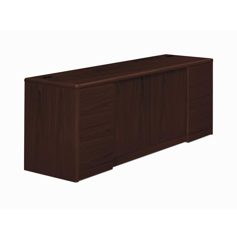 HON 10700 H10742 Pedestal Credenza - 72" x 24" x 29.5" - 4 x File Drawer(s) - Double Pedestal - Waterfall Edge - Finish: Mahogany. Picture 2