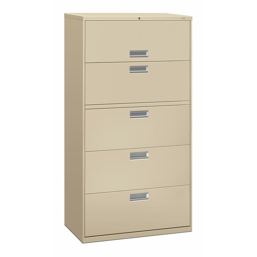 HON Brigade 600 H685 Lateral File - 36" x 18" x 67" - 5 Drawer(s) - Finish: Putty. Picture 2