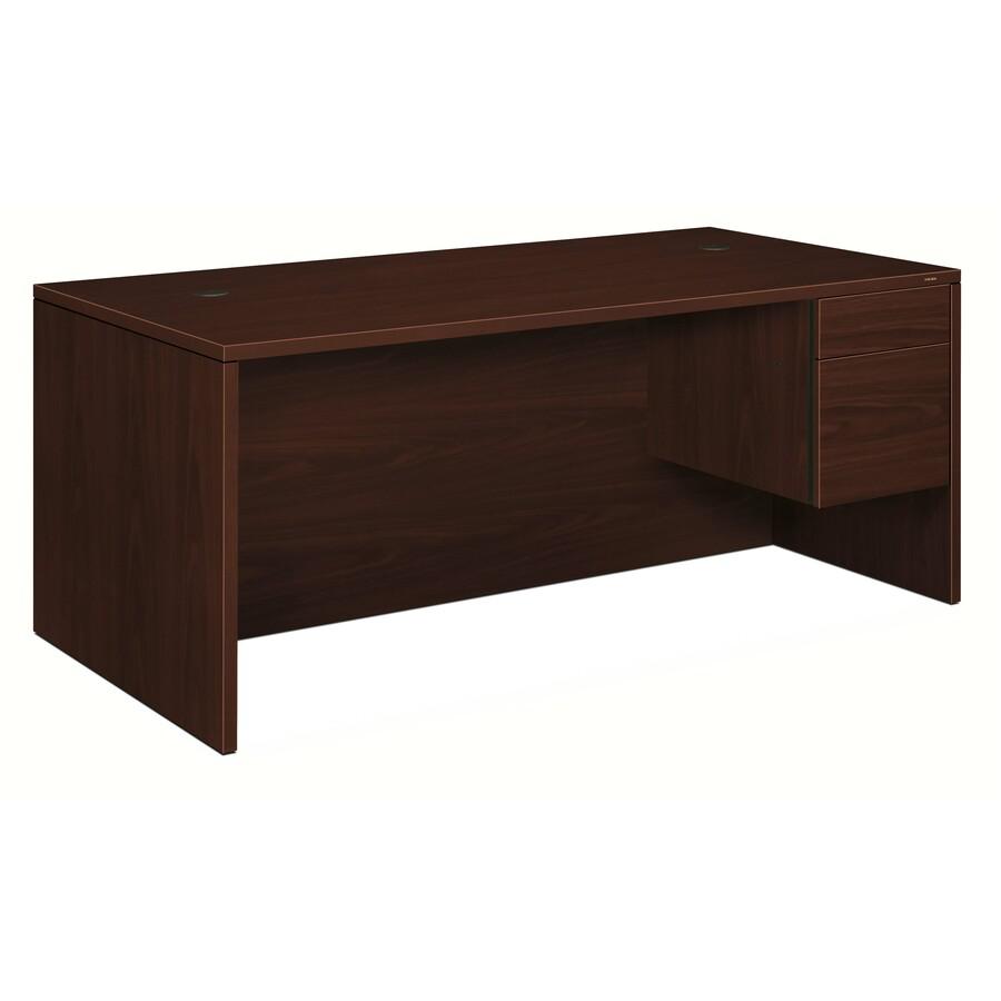 HON 10500 H10585R Pedestal Desk - 72" x 36"29.5" - 2 x Box, File Drawer(s)Right Side - Flat Edge. Picture 3