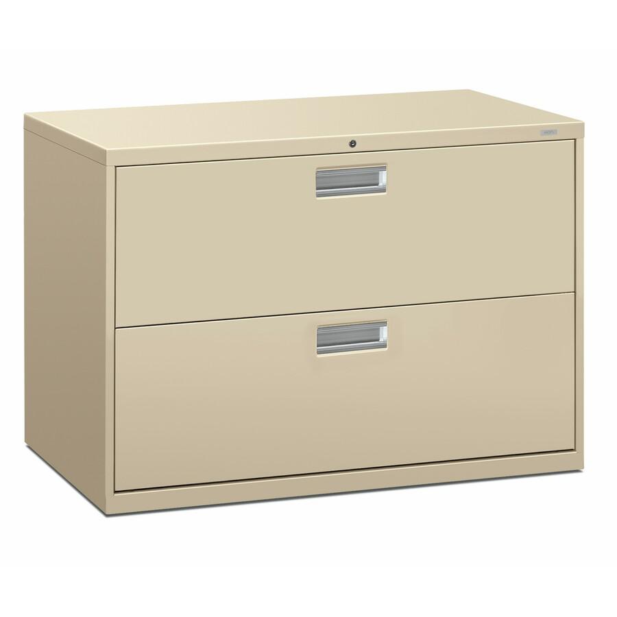 HON Brigade 600 H692 Lateral File - 42" x 18" x 28.4" - 2 Drawer(s) - Material: Steel - Finish: Putty. Picture 2