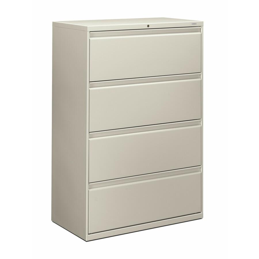 HON Brigade 800 H884 Lateral File - 36" x 18"53.3" - 4 Drawer(s) - Finish: Light Gray. Picture 3