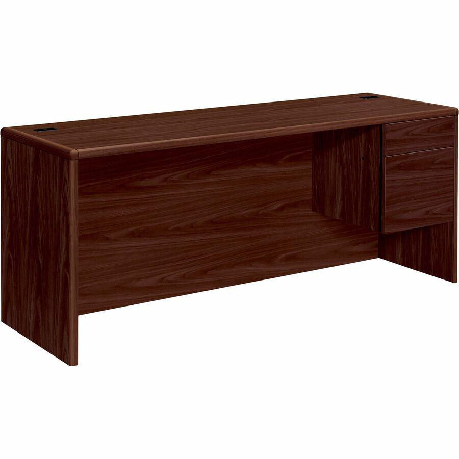 HON 10700 H10745R Pedestal Credenza - 72" x 24" x 29.5" - 2 x Box Drawer(s), File Drawer(s)Right Side - Waterfall Edge - Finish: Mahogany Laminate. Picture 2