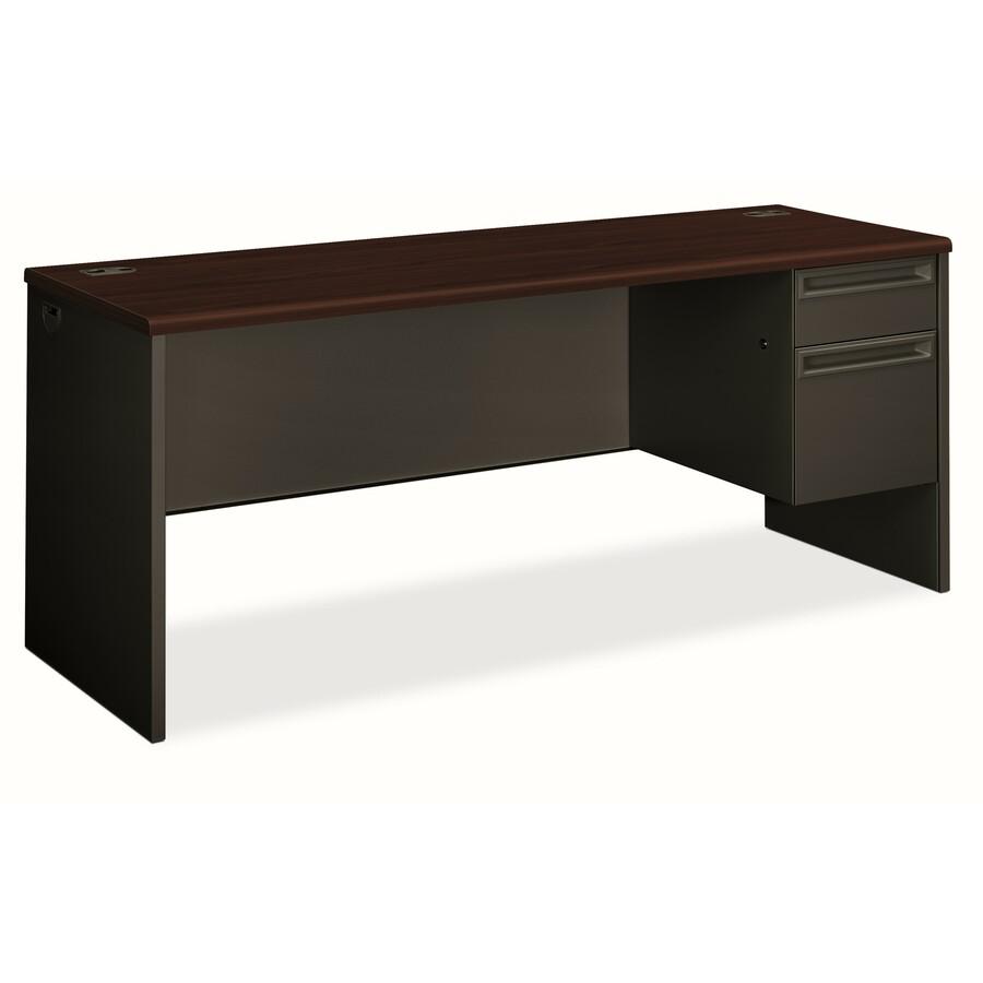 HON 38000 H38856R Pedestal Credenza - 72" x 24"29.5" - 2 x Box, File Drawer(s)Right Side - Waterfall Edge - Finish: Charcoal. Picture 3