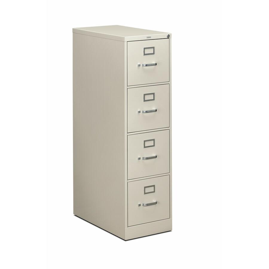 HON 310 H314 File Cabinet - 15" x 26.5"52" - 4 Drawer(s) - Finish: Light Gray. Picture 1