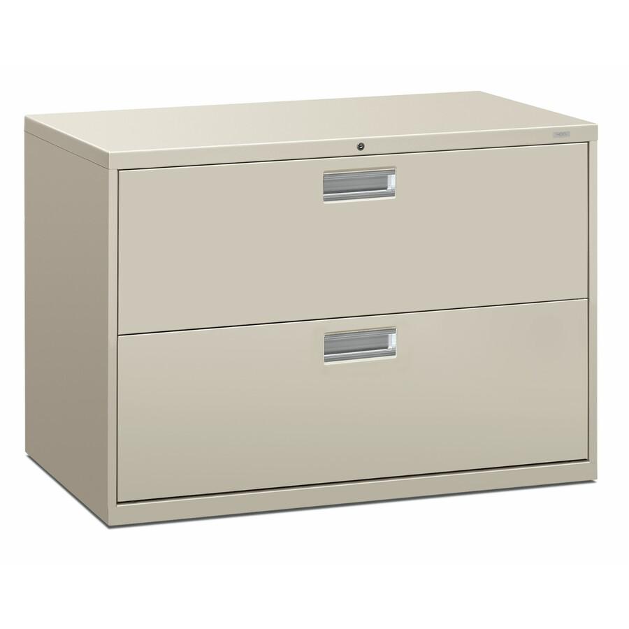HON Brigade 600 H692 Lateral File - 42" x 18" x 28.4" - 2 Drawer(s) - Finish: Light Gray. Picture 2
