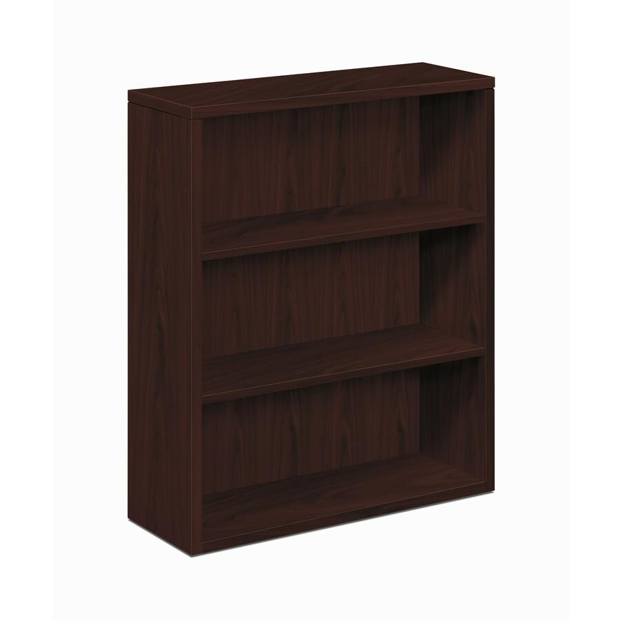 HON 10500 H105533 Bookcase - 36" x 13.1" x 43.4" - 3 Shelve(s) - Flat Edge - Finish: Mahogany. Picture 2
