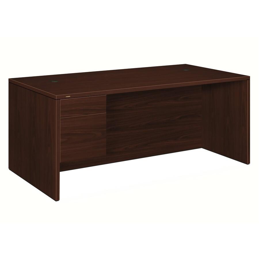 HON 10500 H10586L Pedestal Desk - 72" x 36"29.5" - 2 x Box, File Drawer(s)Left Side - Flat Edge. Picture 3