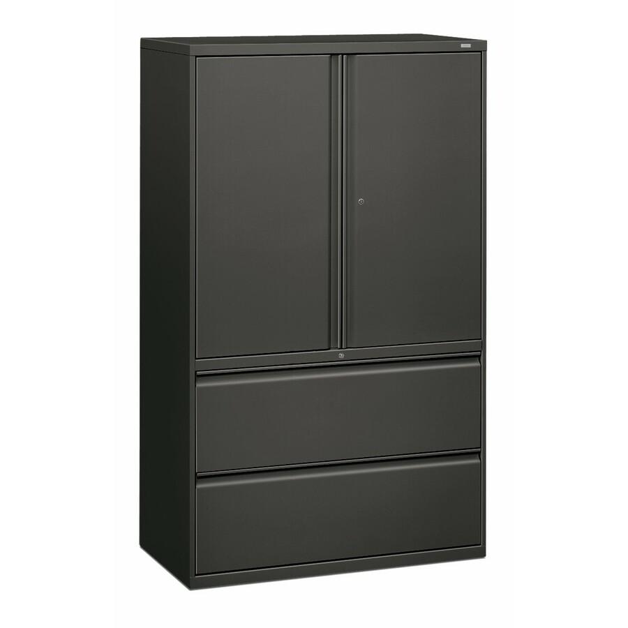 HON Brigade 800 H895LS Lateral File - 42" x 18"67" - 2 Drawer(s) - 3 Shelve(s) - Finish: Charcoal. Picture 3