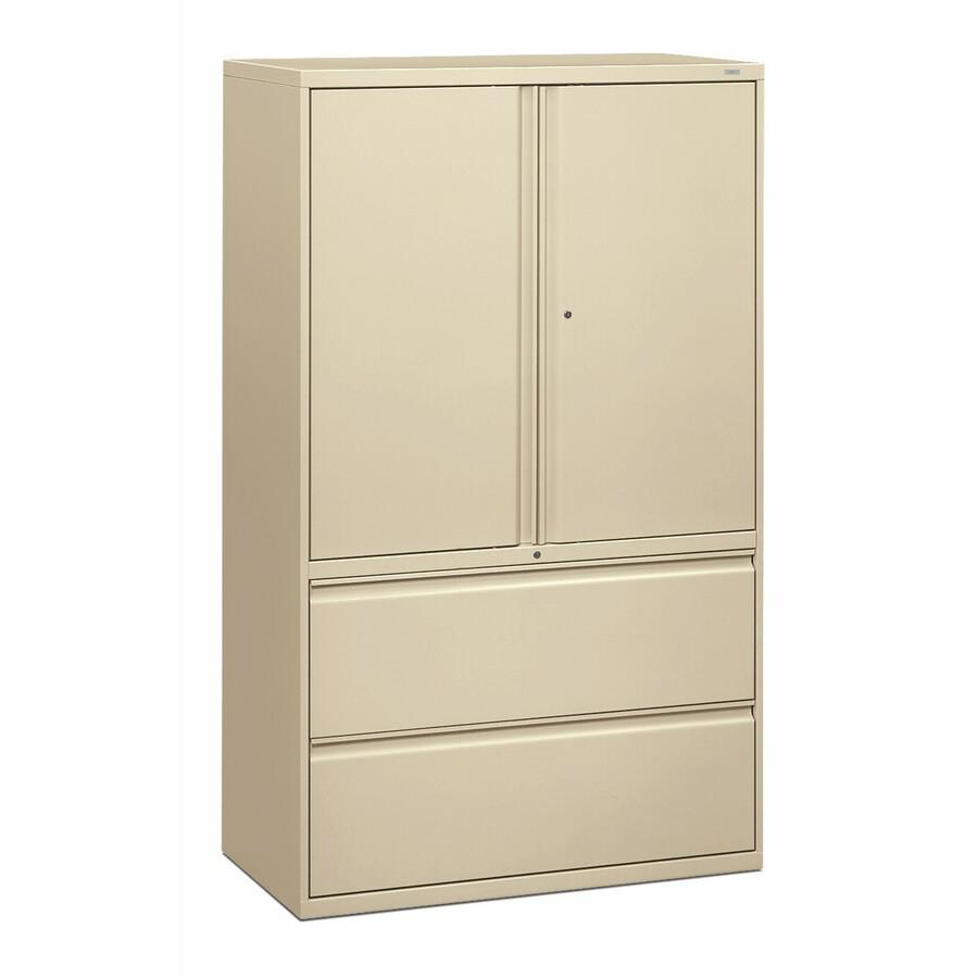 HON Brigade 800 H895LS Lateral File - 42" x 18"67" - 2 Drawer(s) - 3 Shelve(s) - Finish: Putty. Picture 3