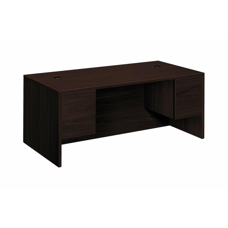 HON 10500 H10593 Pedestal Desk - 72" x 36"29.5" - 4 x Box, File Drawer(s) - Double Pedestal - Flat Edge - Finish: Mahogany. Picture 3