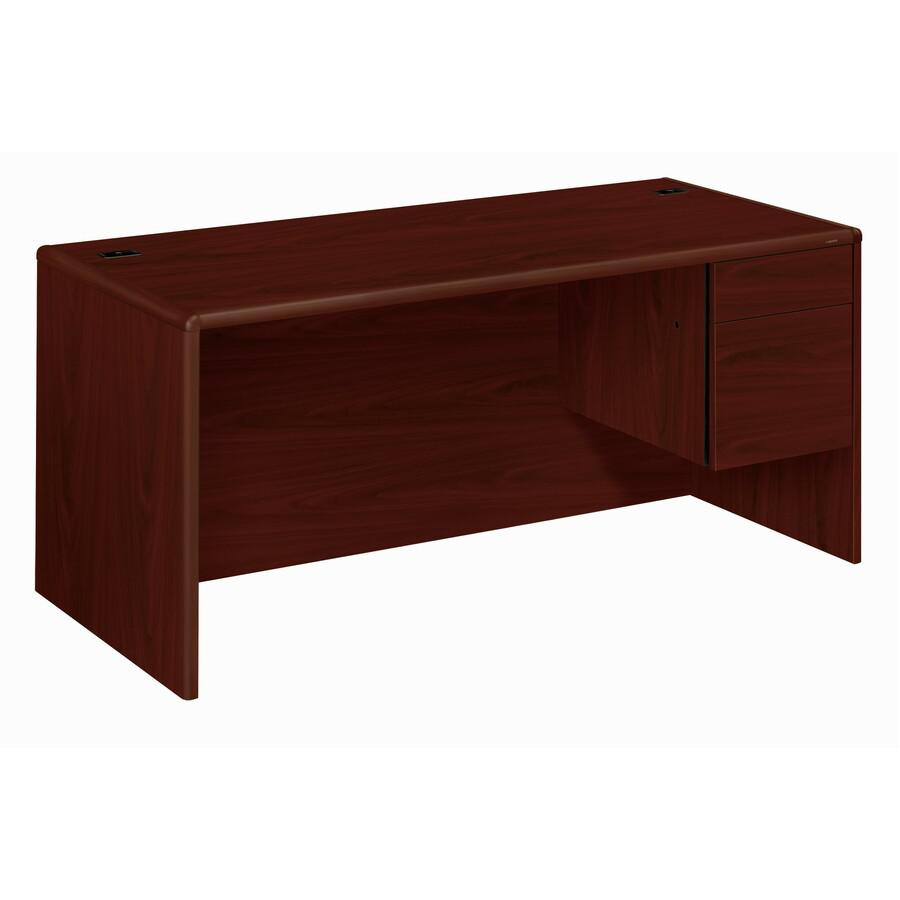 HON 10700 H10783R Pedestal Desk - 66" x 30"29.5" - 2 x Box, File Drawer(s)Right Side - Waterfall Edge. Picture 3