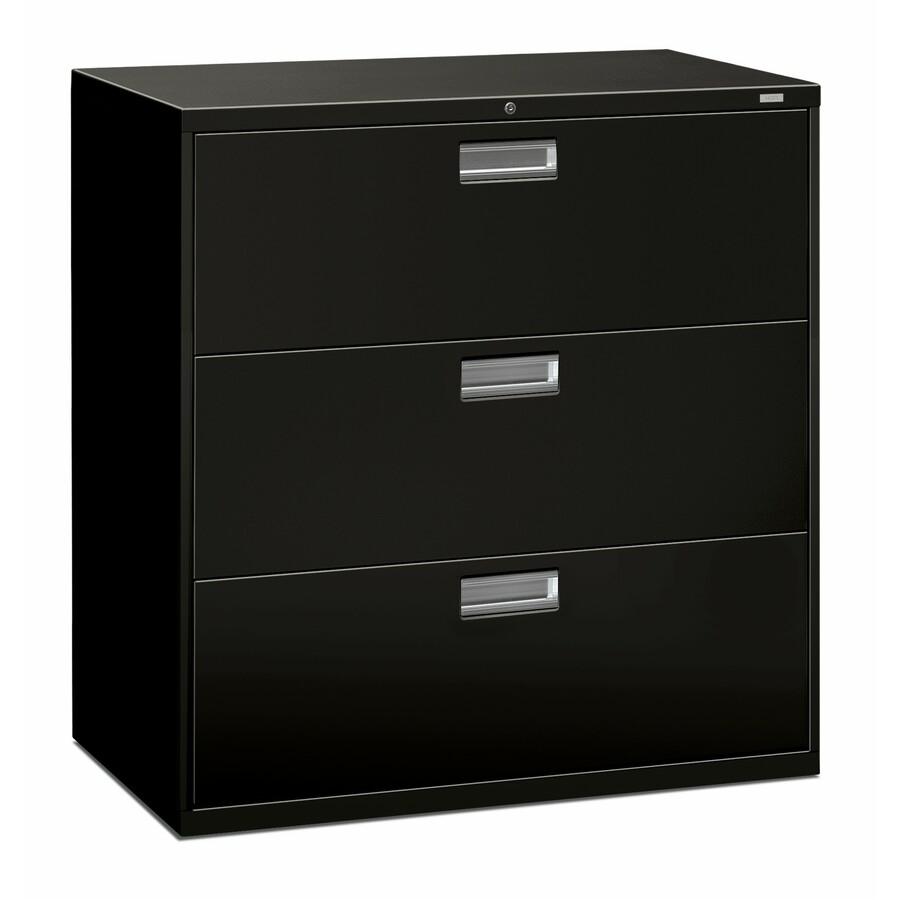HON Brigade 600 H693 Lateral File - 42" x 18" x 40.9" - 3 Drawer(s) - Finish: Black. Picture 2