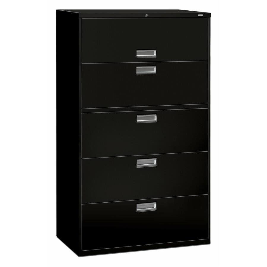 HON Brigade 600 H695 Lateral File - 42" x 18"64" - 5 Drawer(s) - Finish: Black. Picture 2