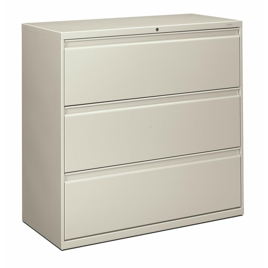 HON Brigade 800 H893 Lateral File - 42" x 18"40.9" - 3 Drawer(s) - Finish: Light Gray. Picture 3