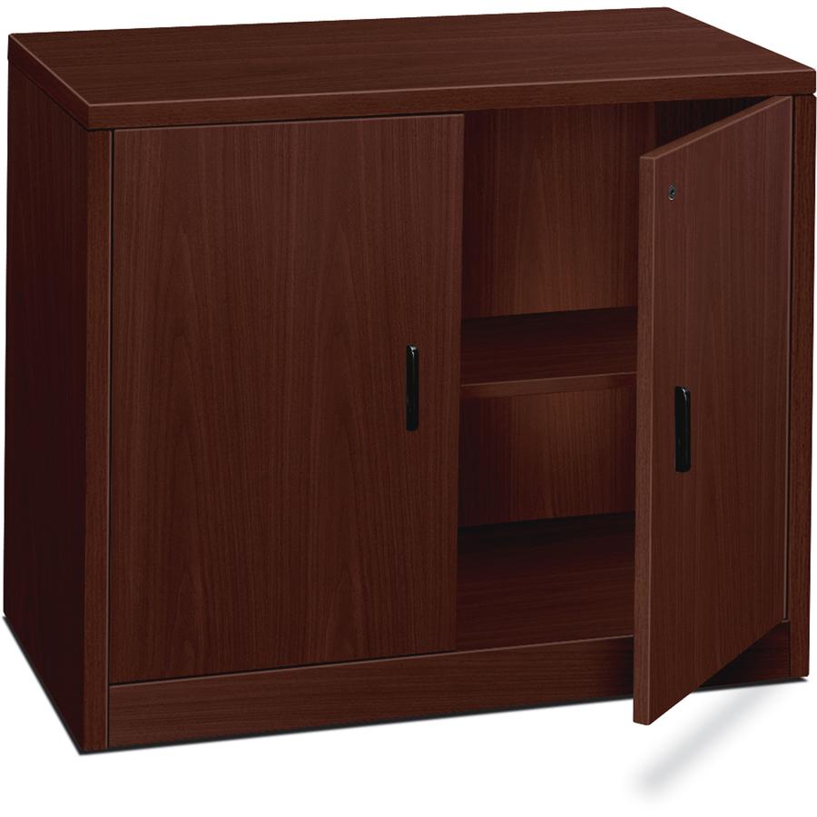 HON 10500 H105291 Storage Cabinet - 36" x 20"29.5" - 2 Door(s) - Flat Edge - Finish: Mahogany. Picture 3