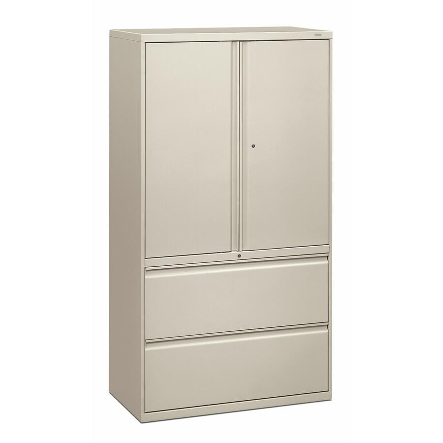 HON Brigade 800 H885LS Lateral File - 36" x 18"67" - 2 Drawer(s) - 3 Shelve(s) - Finish: Light Gray. Picture 2